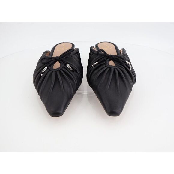 Sam Edelman Julia Pump Mule Size 7M Black Leather Ruched Pointed Flat - Picture 3 of 11